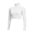 thumbnail image 1 of Chassé Girls Long Sleeve Cropped Bodysuit, Mock Neck Cheerleading Shirt Youth Sizes (White, YL), 1 of 5