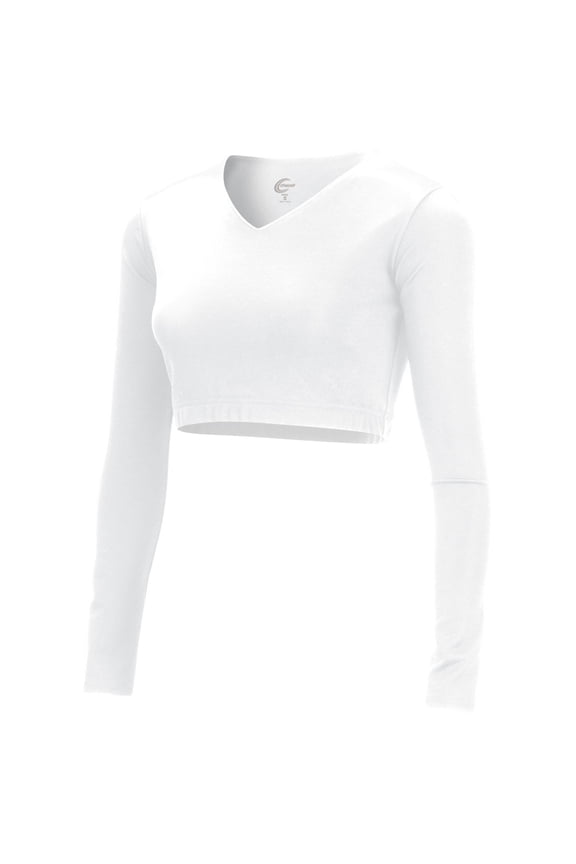 Chassé Cropped V-Neck Bodysuit 2.0 - Available in Youth and Women's Sizes (White, YS)