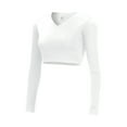 thumbnail image 1 of Chassé Cropped V-Neck Bodysuit 2.0 - Available in Youth and Women's Sizes (White, YXS), 1 of 6