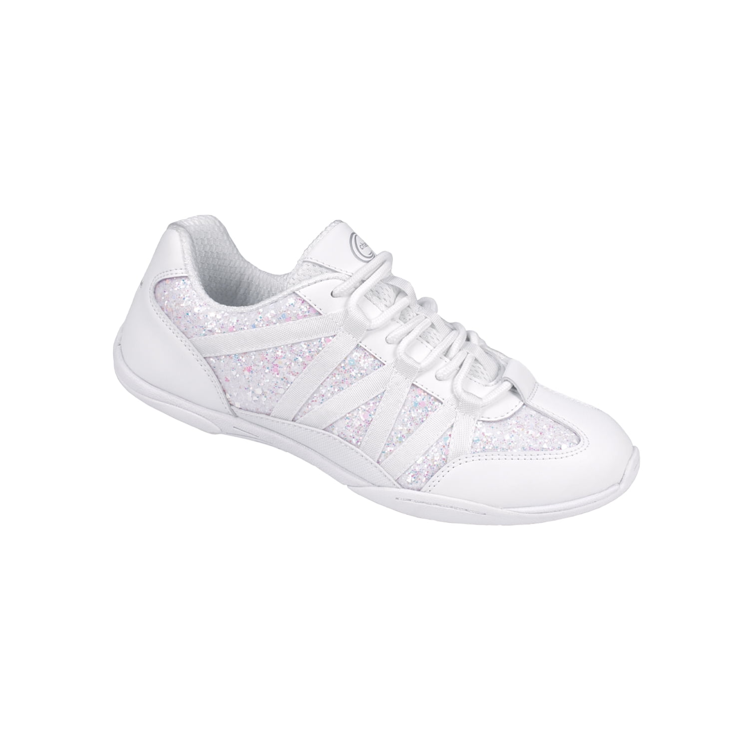 Chassé Flash Glitter Cheerleading Sneaker – Lightweight White Cheer Shoe with Sparkle Finish for Women & Youth | Sideline, Competition & Practice Ready (White, 3Y)