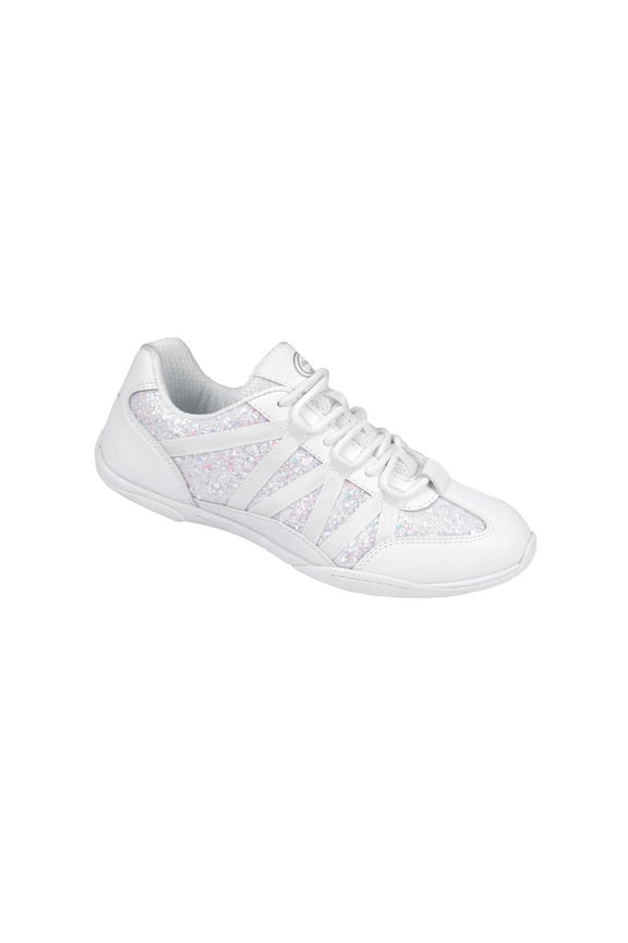 Chassé Flash Glitter Cheerleading Sneaker – Lightweight White Cheer Shoe with Sparkle Finish for Women & Youth | Sideline, Competition & Practice Ready (White, 13HY)
