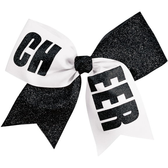 Chassé Girls' Cheer Performance Hair Bow Glitter Black/White