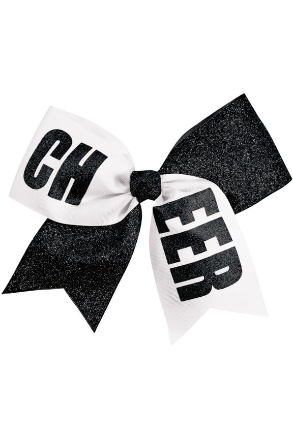 Chassé Girls' Cheer Performance Hair Bow Glitter Black/White