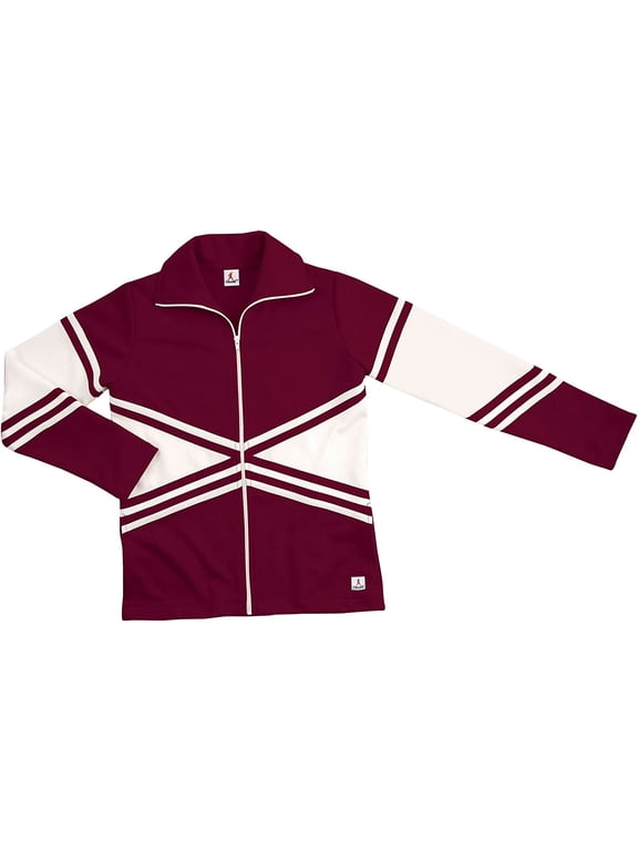 Chassé Girls' Double Knit X-Style Cheer Warm-Up Jacket - Cheerleading Team Jacket Available in 8 Colors Youth Sizes Maroon Youth Large