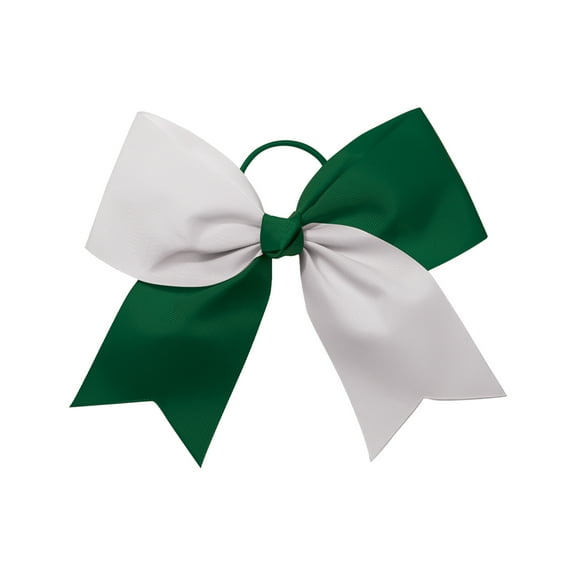 Chassé Girls Jumbo 2-Color Hair Bow with Attached Elastic Ponytail Holder (Dark Green/ White)