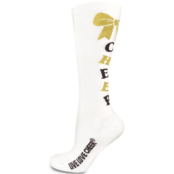 Chassé Girls' Knee-High Bow Sock White/Metallic Gold/Black Youth