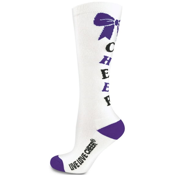 Chassé Girls' Knee-High Bow Sock White/Purple/Black Youth