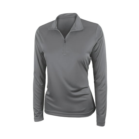 Chassé Women's High-Performance Quarter-Zip Top - Moisture-Wicking and UV Protected Long Sleeve Warmup Jacket (XS, Graphite)