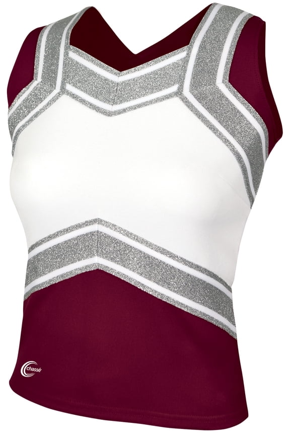 Chassé Womens' Blaze Shell Top Maroon/White/Metallic Silver Adult 2X-Large