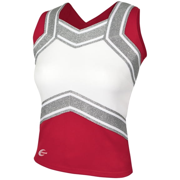 Chassé Girls' Blaze Shell Top Red/White/Metallic Silver Youth Large