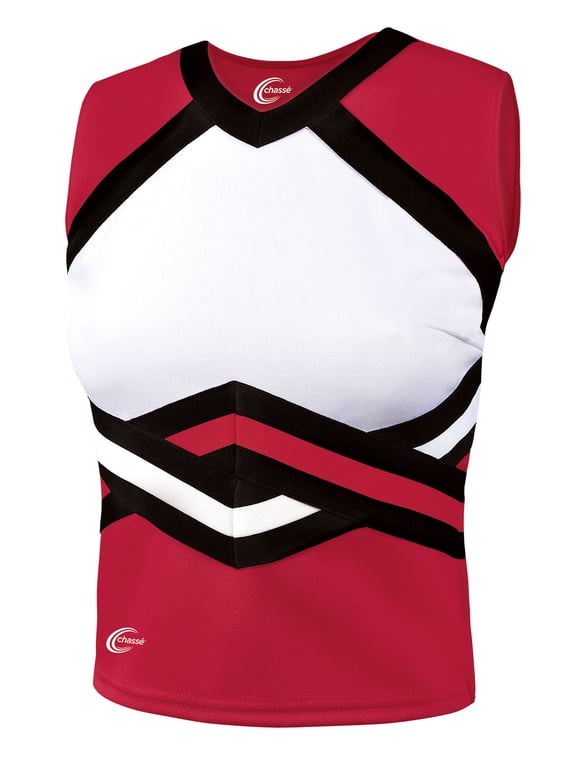 Chassé Womens' Contender Shell Top - Adult Sized Cheerleading Uniform Shirt RED/BLK AS