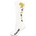 thumbnail image 1 of Chassé Womens' Knee-High Bow Sock White/Metallic Gold/Black Adult, 1 of 2