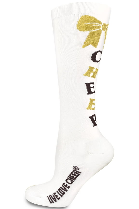 Chassé Womens' Knee-High Bow Sock White/Metallic Gold/Black Adult