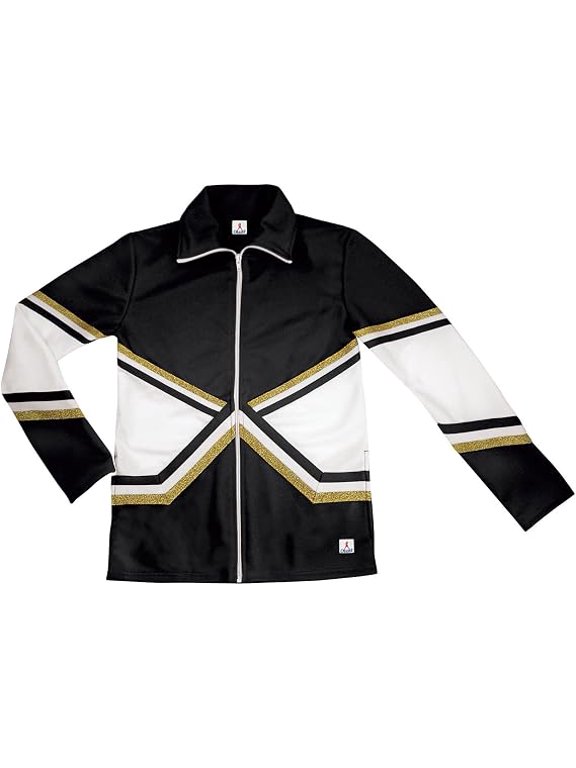 Chassé Womens' Metallic Double Knit Warm-Up Jacket for Cheerleaders - Adult Sizes Black/Gold Small