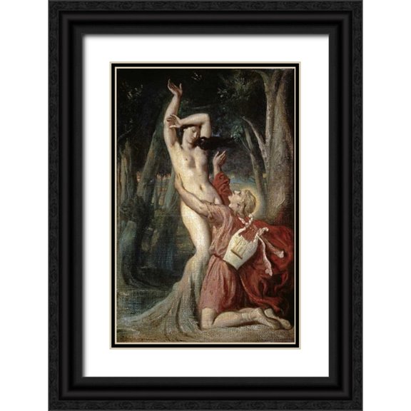 Chasseriau, Theodore 22x32 Black Ornate Wood Framed with Double Matting Museum Art Print Titled - Apollo and Daphne