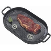 Chasseur Black Oval Cast Iron Indoor Grill Pan 16.5L x 8W x 1.25H   Handmade French Enamel for Restaurant-Style Searing   All-Stovetop Compatible Cast Iron Grill Pan with Grip Handles