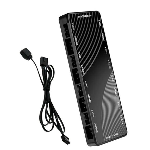 Chassis Fan Light Controller 2 in 1 PWM + ARGB Hub Dual Eight-Way Splitter 8-Port Hub