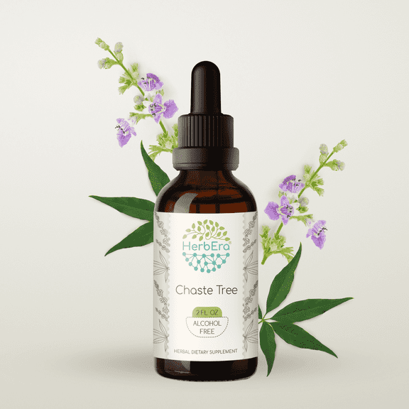 HerbEra Chaste Tree Tincture, Herbal Dietary Supplement for Hormonal Balance Support, Chaste Tree (Vitex agnus-castus) Dried Berry Extract, Natural, Alcohol-Free, Drops 2 oz