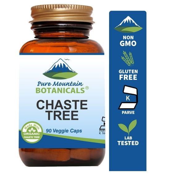 Chaste Tree Berry Capsules - Kosher Vegan Caps with 400mg Organic Vitex Chasteberry