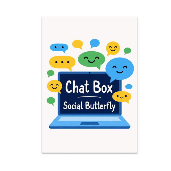 Chat Box Social Butterfly Poster - Distance Learning Decor - 13x19 Poster Print