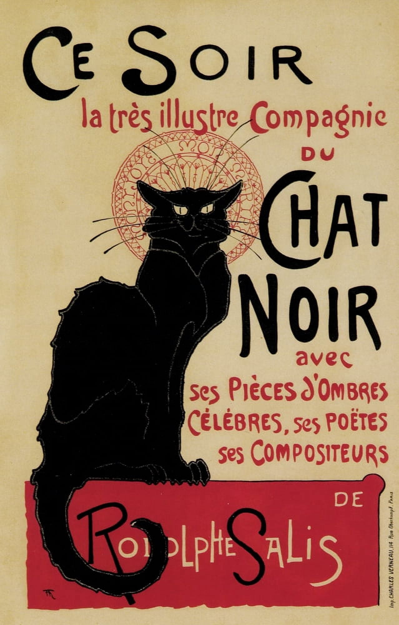 Chat Noir 1896 Canvas Art - Thophile Steinlen (18 x 24)
