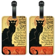 Chat Noir Black Cat - Luggage ID Tags / Suitcase Identification Cards - Set of 2