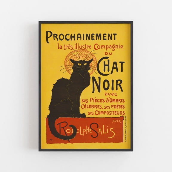 Chat Noir Vintage Black Cat Poster Art UNFRAMED PAPER POSTER, Home Decor