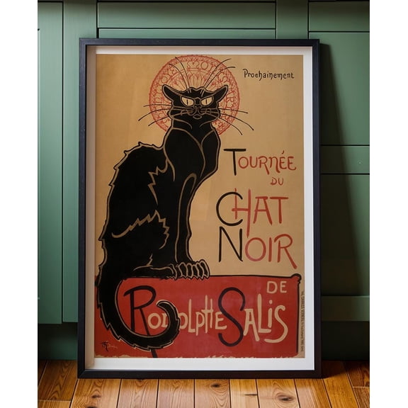 Chat Noir Vintage French Cat Toulouse Lautrec Paris Cafe Decor Wall Art Poster , Poster Print Only