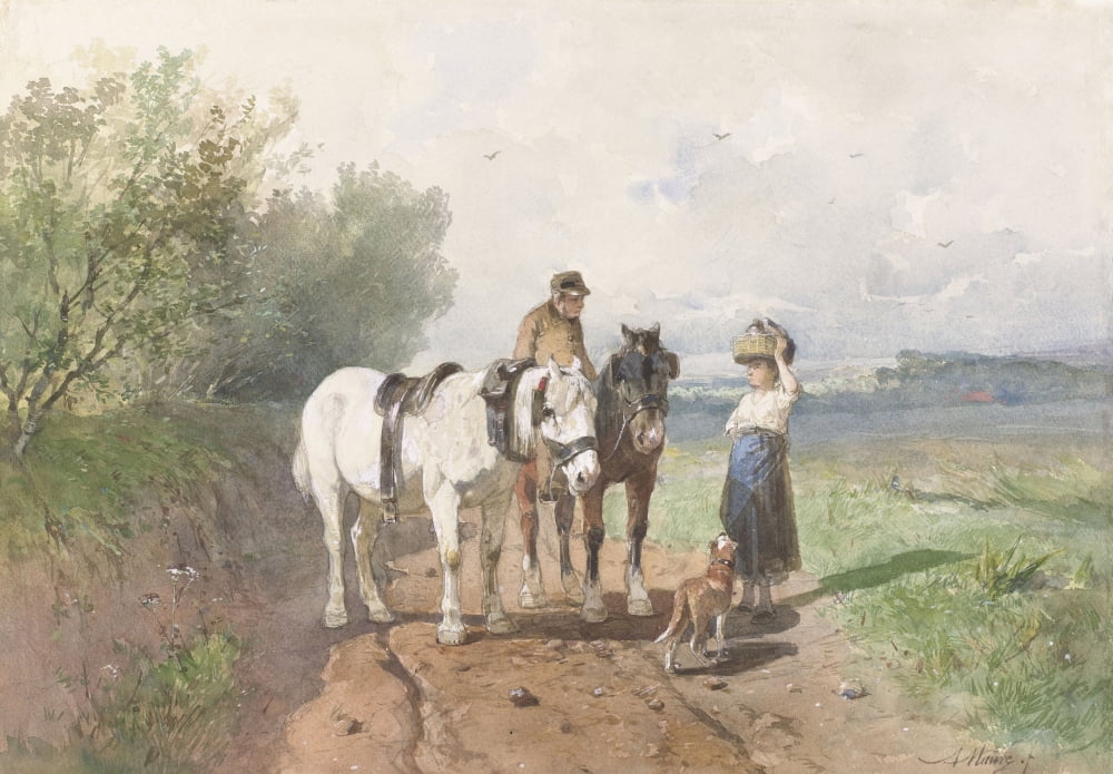 Chat On A Country Road Canvas Art - (24 x 18)