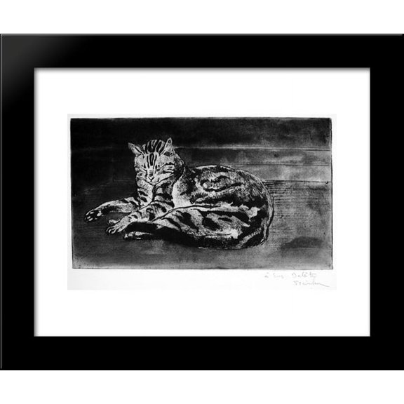Chat On The Floor 20x24 Framed Art Print by Theophile Steinlen
