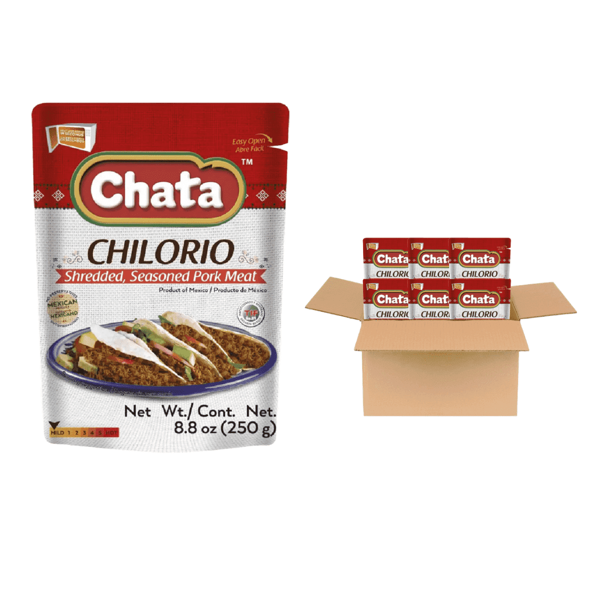 Chata Chilorio Pork Pouch, 8.8 oz, Pack of 6