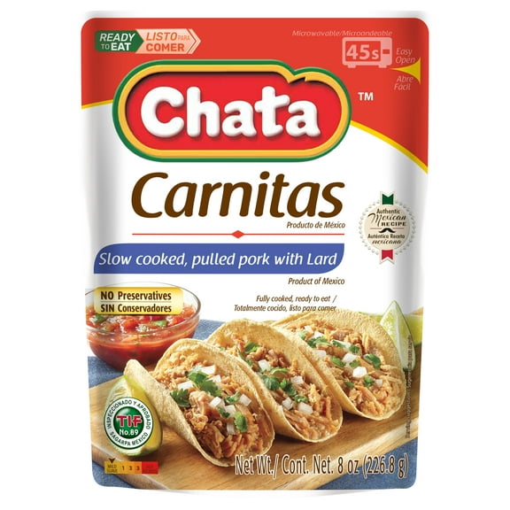 Chata Pork Carnitas Pouch, 8 oz, Pack of 1