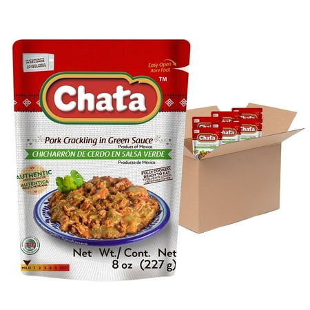 Chata Pork Crackling in Green Sauce Pouch, 3-Pack, 8 oz, Dairy-Free