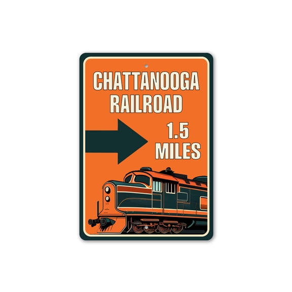 Chatanooga Railroad Direction And Distance Aluminum Metal Decor Sign - 10x14 inches