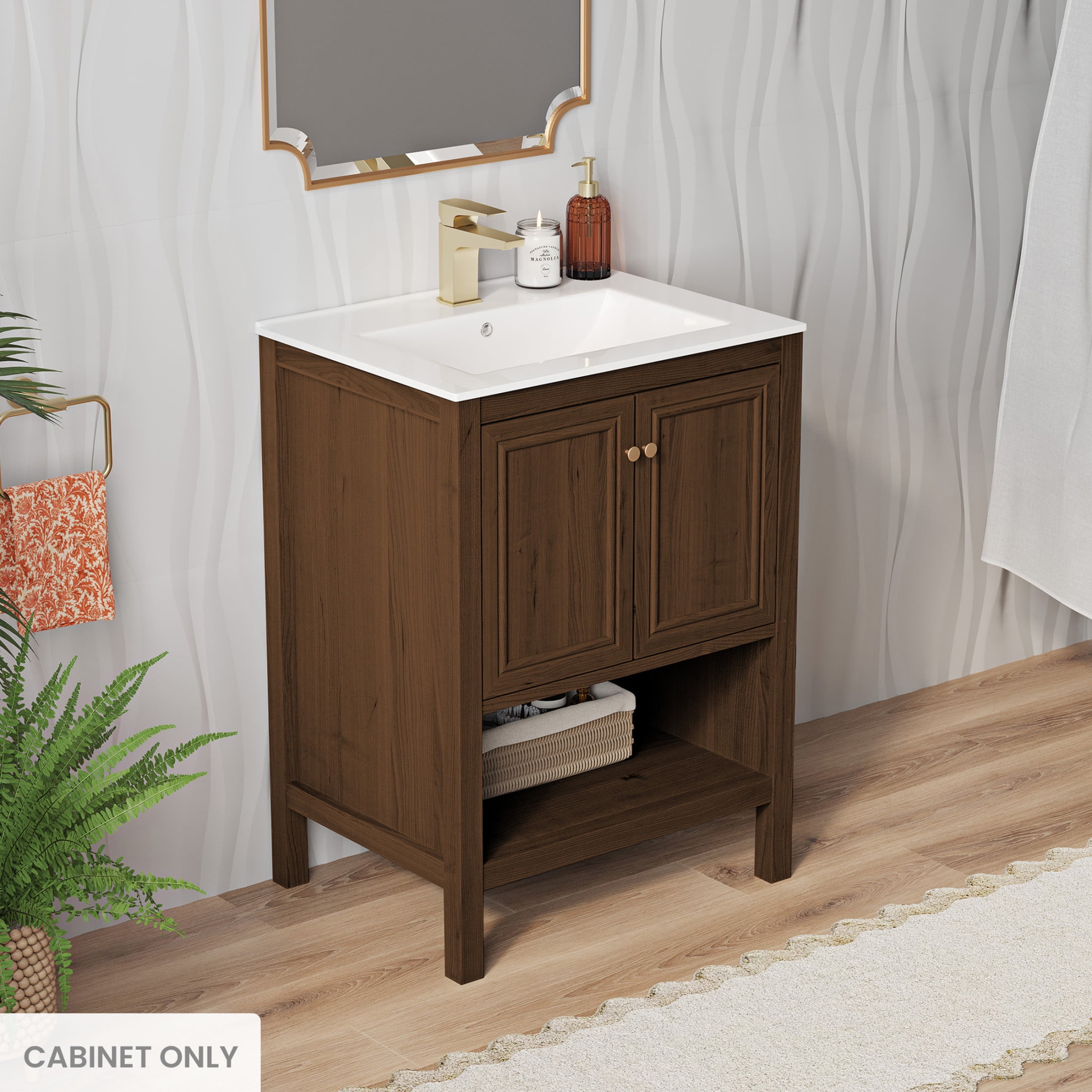 Chateau 24" Freestanding Bathroom Vanity Cabinet without Top in Brown Oak