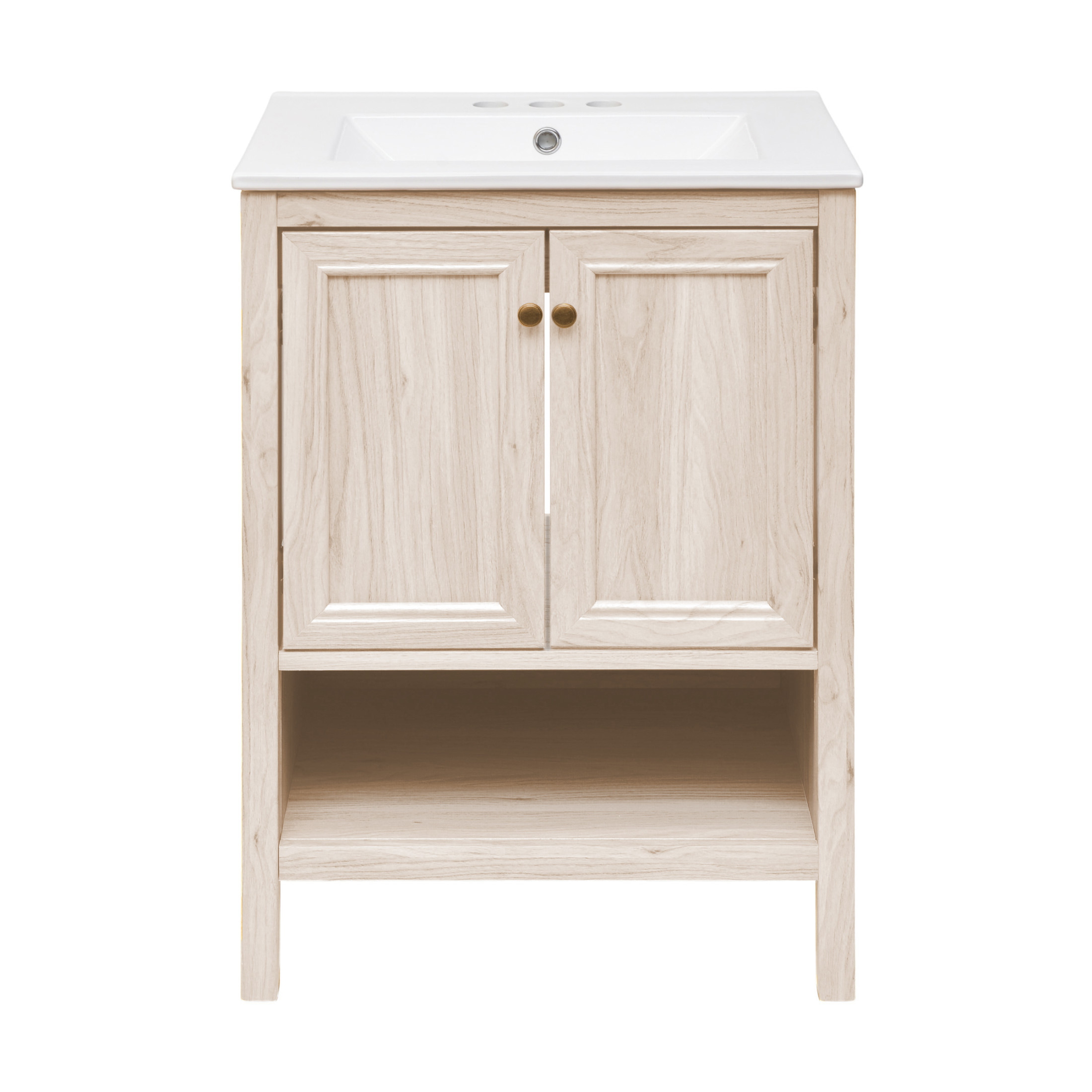 Chateau 24" Freestanding Bathroom Vanity in White Oak with 3-Hole Centerset Sink Top