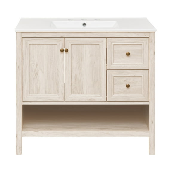 Chateau 36" Freestanding Bathroom Vanity in White Oak with 3-Hole Widespread Sink Top