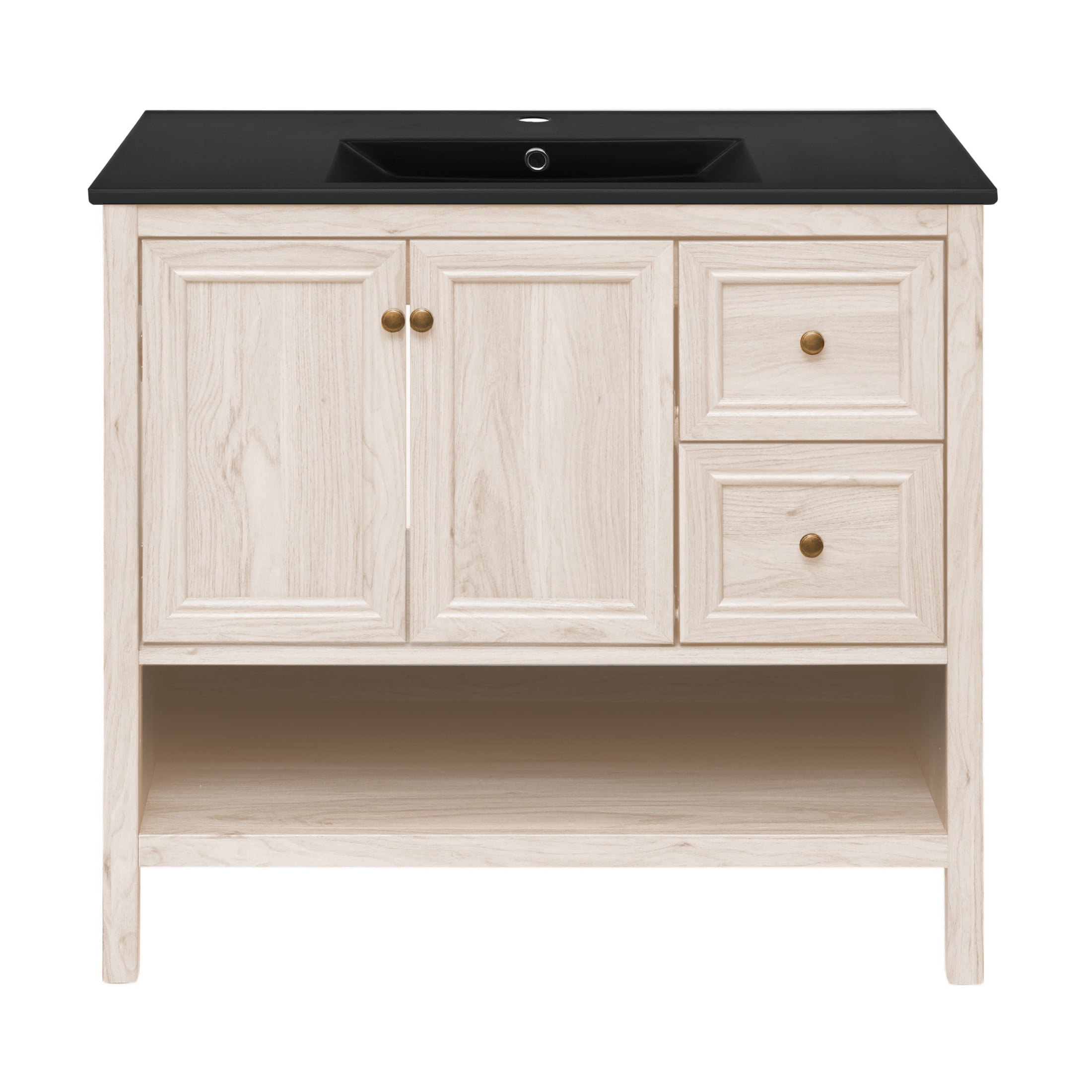 Chateau 36" Freestanding Bathroom Vanity in White Oak with Black Sink Top
