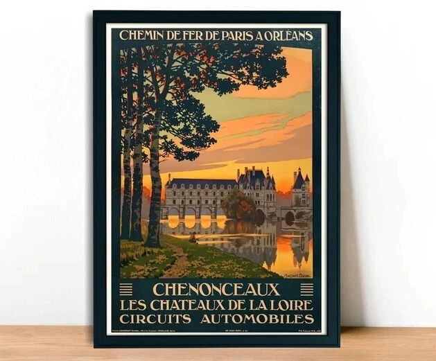Affiche Vintage Château De Chenonceau – Déco Murale Signée, Tirage Américain
