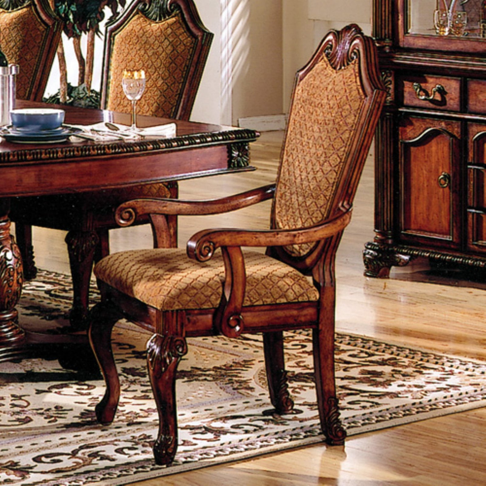 ACME Chateau De Ville 2 Set, Upholstered Wooden Dining ACME Chateau De Ville 2 Set, Upholstered Wooden Dining