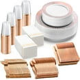 thumbnail image 1 of Chateau Fine Disposable Tableware 252-Piece Rose Gold Plates, Napkins, Party Supplies, Dinnerware for Adults (36 sets), Gold Plastic Plate Set, Small & Large, Paper Napkins, & Cups for Elegant Parties, 1 of 6