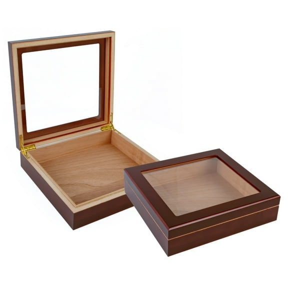 Chateau Glasstop Desktop Cigar Humidor - Cherry Finish - Capacity: 20