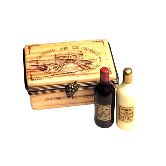 Chateau Wine Crate Taster Set Bottles Limoges Box Figurine Limoges Box Porcelain Figurine