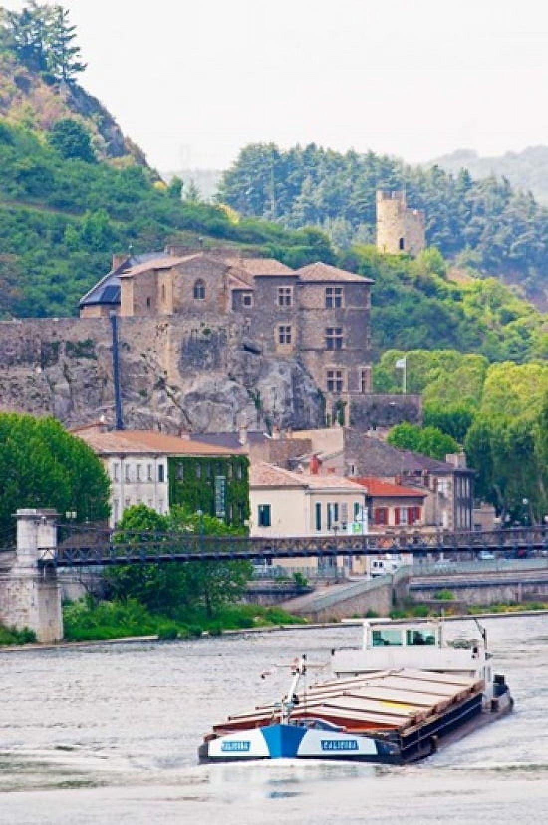 Chateau de Tournon River Rhone and Pedestrian Bridge M Seguin Tournon-sur-Rhone Ardeche France Canvas Art - Per Karlsson DanitaDelimont (18 x 27)