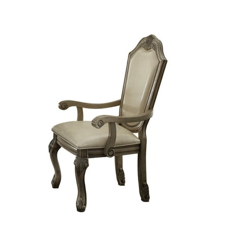 Chateau de Ville Arm Chair (Set-2), PU  Antique White