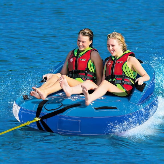Chateauy 1-2 Rider Towable Tube for Boating with Speed Safety Valve, Large Deck Style Water Sport Towed Inflatable for Lakes, 340 lbs Capacity