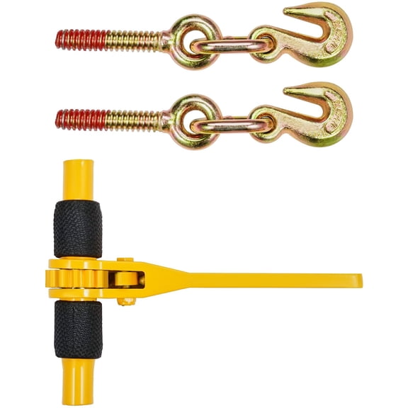 Chateauy 1/4"-5/16" Ratchet Chain Binders 4 Pack, 2600 LBS Safe Working Load with 2 Grab Hooks, Heavy Duty Cargo Tie Downs for Flatbed Truck Trailer