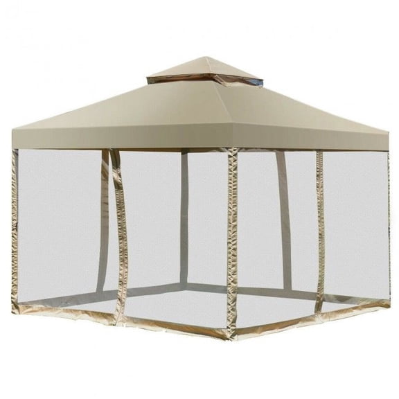 Chateauy 10ft x 10ft Screw-free 2-Tier Gazebo, Heavy Duty Outdoor Shelter Canopy for Backyard Deck Party