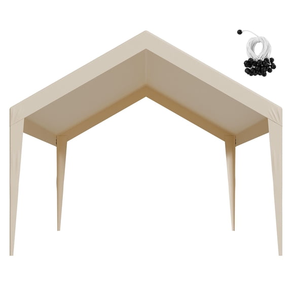 Chateauy 12 x 20 ft Basic Parking Top Canopy, Beige Heavy Duty Waterproof Car Shelter Cloth