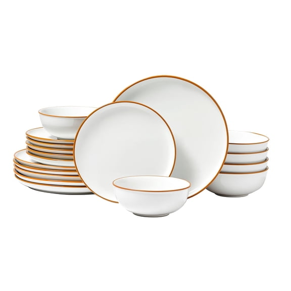 Chateauy 18-Piece Round Ceramic Dinnerware Set, Service for 6, Scratch Resistant Plates and Bowls Set, Dishwasher & Microwave Safe for Dessert, Salad, Soup & Pasta, White